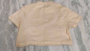 Cream Graphic Print Cropped T-Shirt