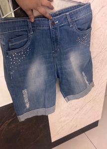 Stylish Embellished Denim Shorts