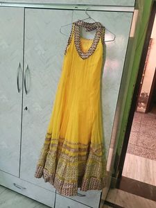 Beautiful Yellow Ethnic frock suit