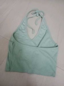 Light Green Halter Neck Crop Top