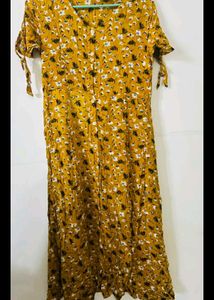 Mustard Floral Midi Dress