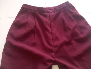 Maroon Pleated Culottes