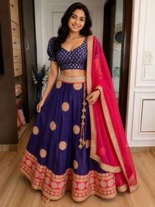 Beautiful Blue & Pink Lehenga Choli
