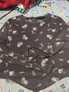Sheer Floral Long Sleeve Top