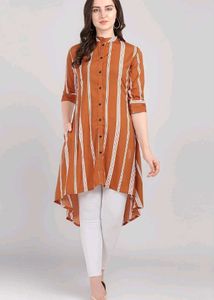 Preloved Chic Brown &amp; White Striped Kurta 🤎✨