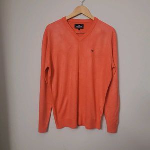 Men's Orange V-Neck pullover