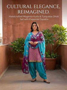 Handcrafted Magenta Kurta & Dhoti Set