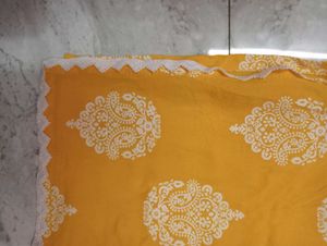 Vibrant Yellow Ethnic Kurta with white la