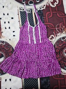 Purple Bandhani Print Dress