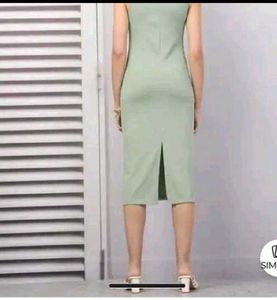 Light Green Ribbed Sleeveless Midi Dress