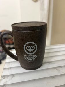 Sleepy Owl Coffee Mug with Lid