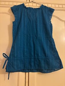 Tommy Hilfiger Sheer Blue Ruffled Tunic To