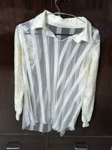 Elegant Sheer Striped Shirt  Top