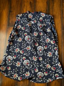 Sleeveless Dark Blue Floral Top