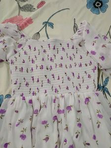 Charming Floral Print Tiered Dress