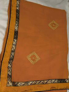 Designer Orange &amp; Navy Saree with blouse