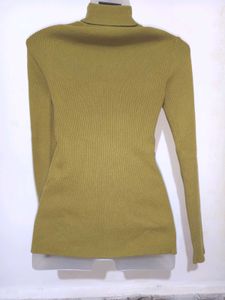 Mustard Ribbed Turtleneck Top