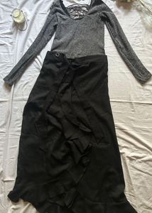 Sparkly Cutout Back Long Sleeve Top