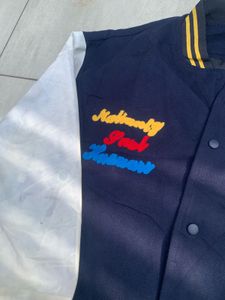 leathers sleeves varsity jacket