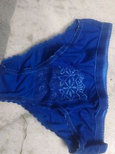 Net Bra Panty Lingerie Set Royal Blue Size 30