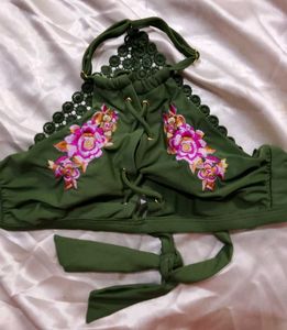 Floral Embroidered Bikini Top