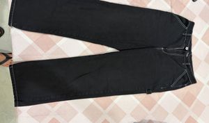 Unisex Black Denim Carpenter Pants