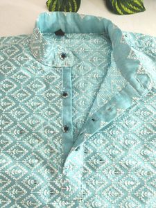 Light Blue Embroidered Ethnic Kurta (Boy's)