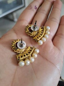 Red Stone Kundan Earring