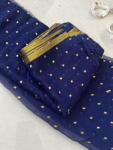 Elegant Royal Blue saree with Golden Motifs