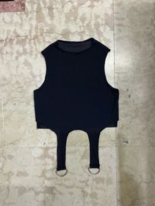 Navy blue Sheer mesh tank top