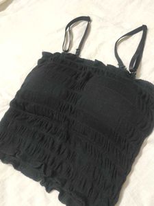 Black Smocked Camisole Top