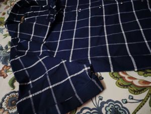 Blue Checked Tie-Front Shirt