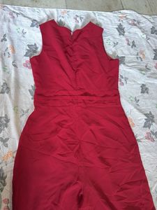 Elegant Red Jumpsuit with Embellishments