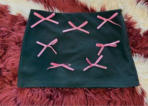 Black Mini Skirt with Pink Bows
