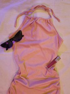 Pink Halter Neck Bodycon Dress