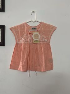 💖 Peach Cotton Tunic for Girls | Delicate Floral