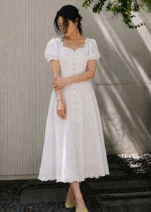 White Broderie Anglaise Midi Dress