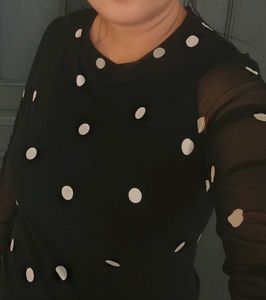 Black Polka Dot Mesh Top