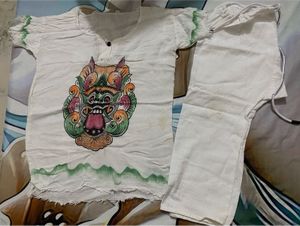kids White Kurta Set with Dragon Print