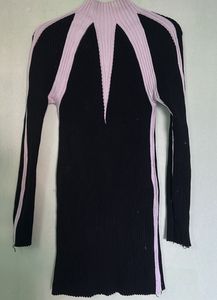 Ribbed Black &amp; Lavender Dress