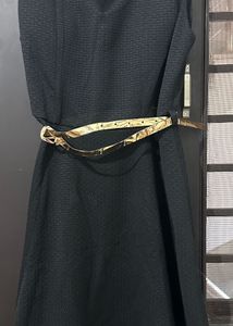 Chic Black Sleeveless Dress with Belt