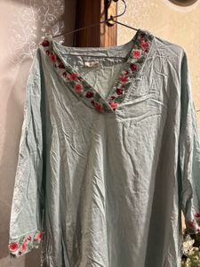 Floral Embroidered Cotton Kurta Set