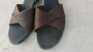 Brown Slip-On Flat Sandals