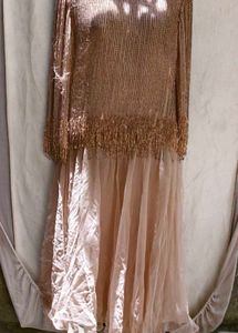 12J6. Sparkling Beaded &amp; Fringe Gown