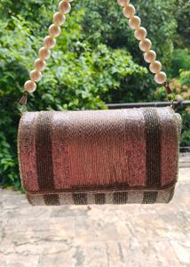 Beaded Clutch with Pearl Handle