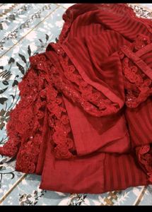Elegant Red Embroidered Saree
