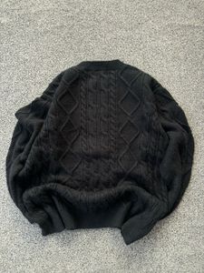 Black Cable Knit Pullover Sweater