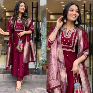 Elegant Maroon Kurta Set with Dupatta