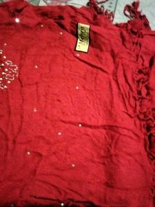 Red Embellished winter stole