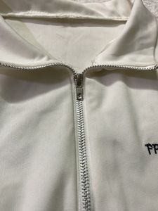 White Cropped Quarter Zip Sweatshirt